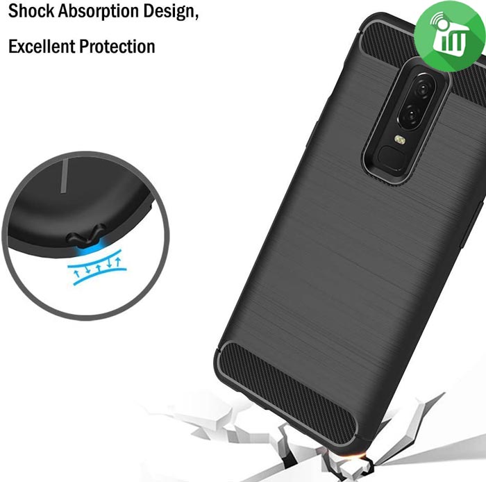IPAKY Brushed Silicone Case Cover For OnePlus 6
