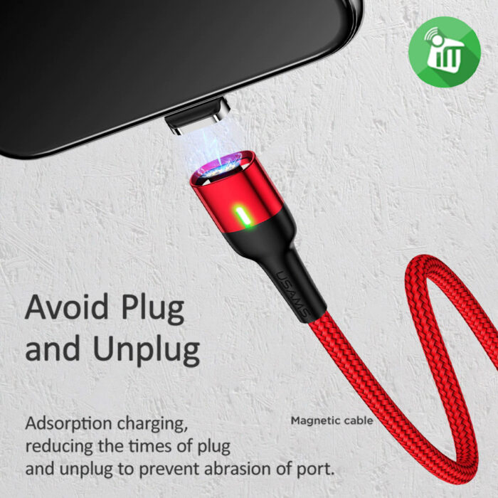 USAMS US-SJ326 USB Aluminum Alloy Magnetic Lightning Cable (1M)