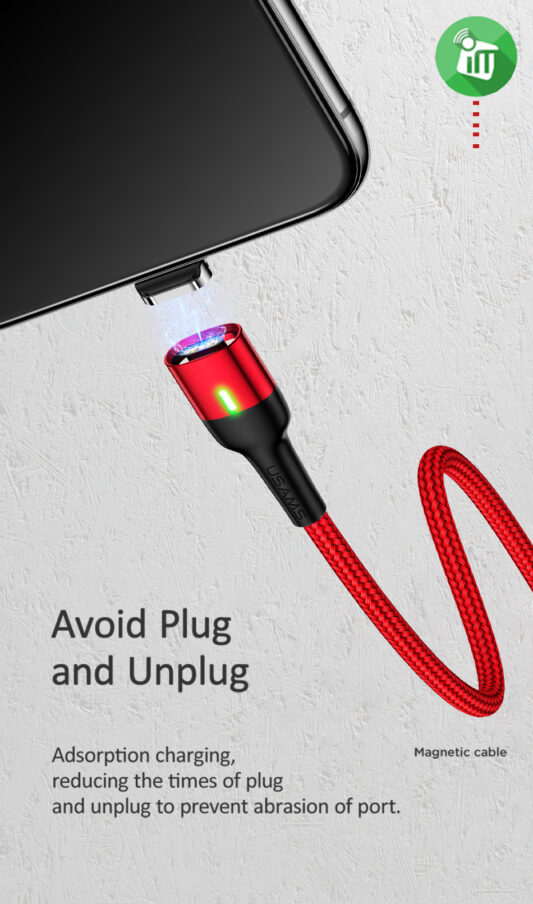 USAMS US-SJ327 USB Aluminum Alloy Magnetic Type-C Cable (1M)