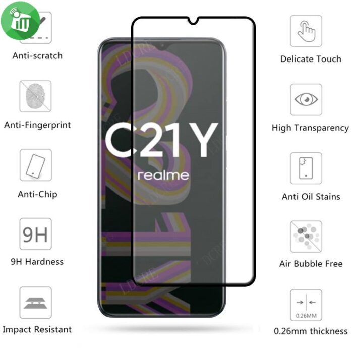 Vmax Screen Protector 2.5D Full Glue Full cover Tempered Glass For Realme C21Y