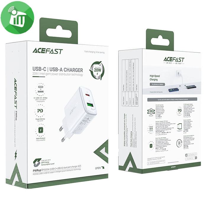 ACEFAST A25 PD 20W Fast Wall Dual Port Charger