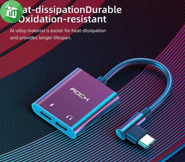 Rock CA02 Type-C to Dual Type-C PD Fast Charging Audio Adapter Cable