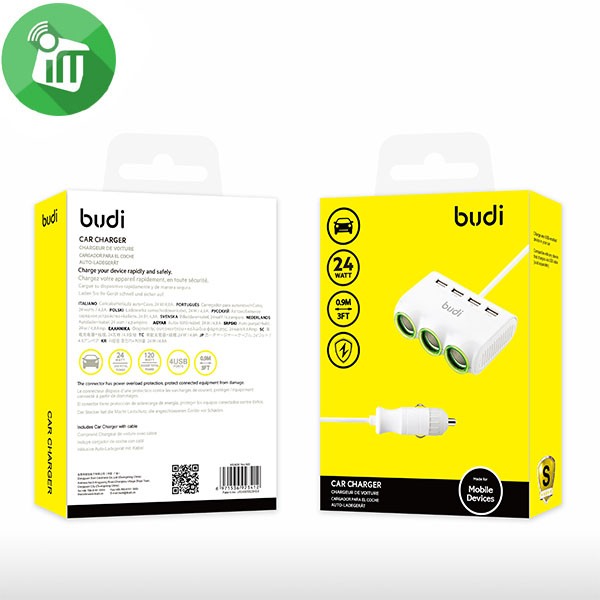 Budi M8J650 4 USB Port with 3 Port Car Charger