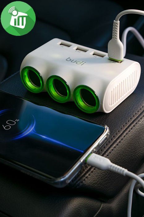 Budi M8J650 4 USB Port with 3 Port Car Charger