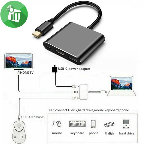 COTEetCI 83012 USB-C 3 in 1 Multiport HUB
