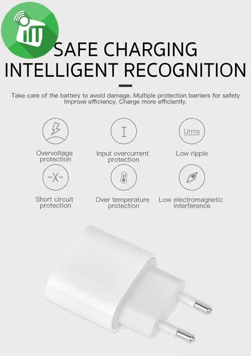 COTEetCI CS5193 PD Power 20W Fast Wall Charger (EU) With Cable USB-C to Lightning