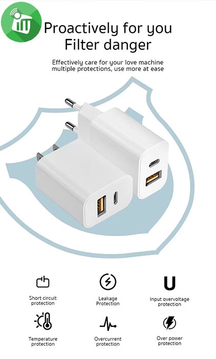 COTEetCI CS8870 PD 20W Fast Wall Dual Port Charger