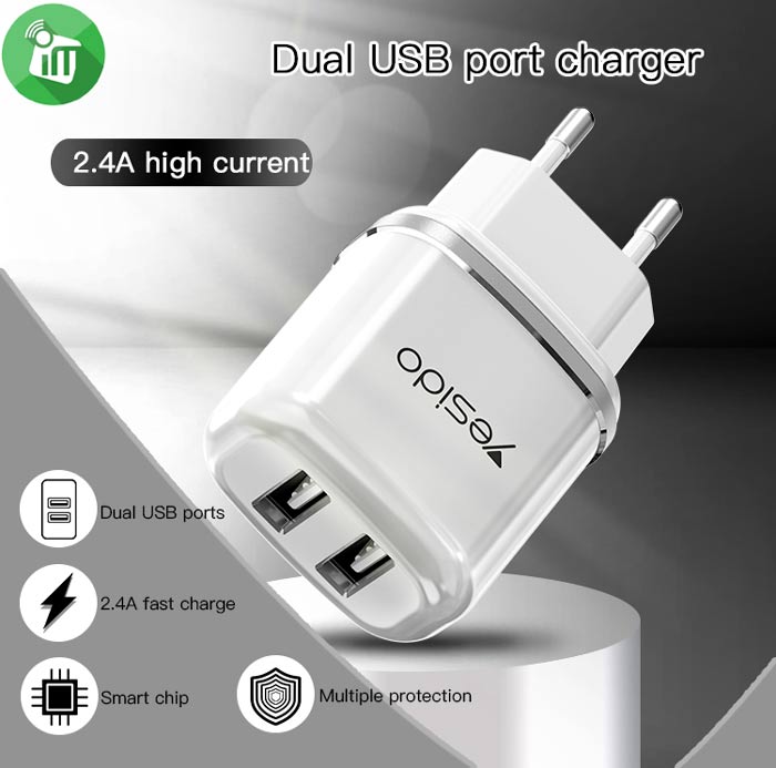 Yesido YC26 Dual Port USB Wall Charger With Micro Cable