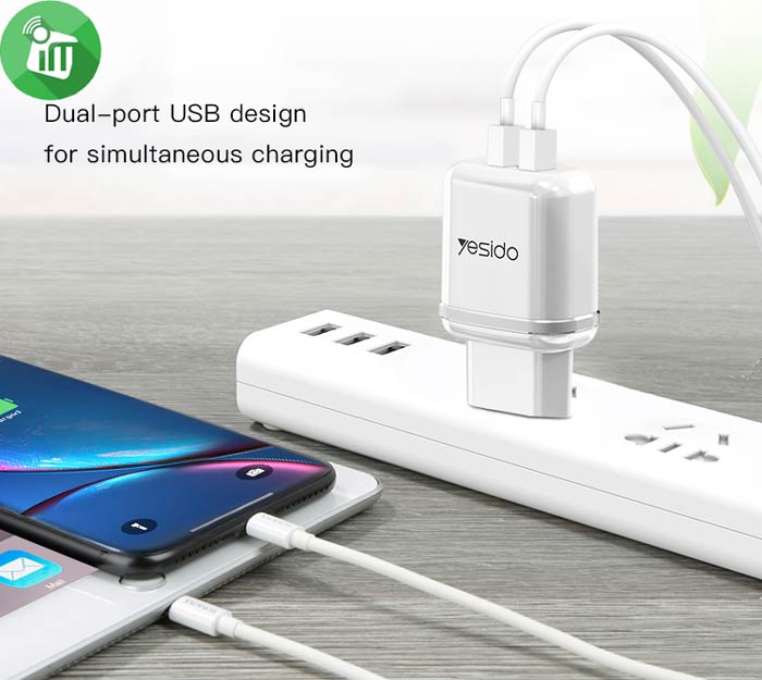 Yesido YC26 Dual Port USB Wall Charger With Micro Cable