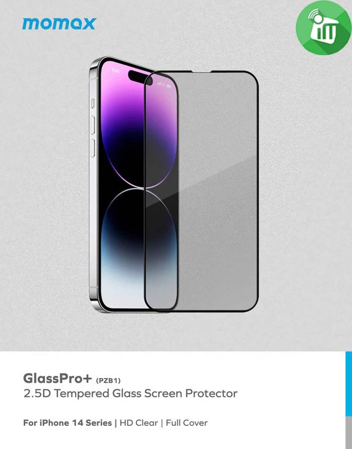 MOMAX Glass Pro+ 2.5D Full Cover Glass Screen Protector For iPhone 14 Pro