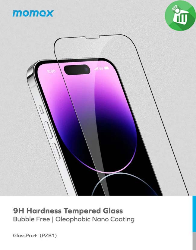 MOMAX Glass Pro+ 2.5D Full Cover Glass Screen Protector For iPhone 14 Pro
