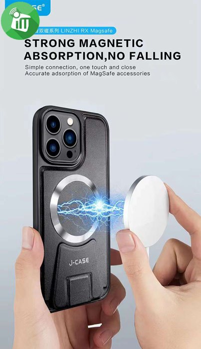 j-Case Lingzhi Magnetic Bracket Series Leather Case iPhone 14 Pro