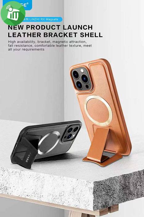 j-Case Lingzhi Magnetic Bracket Series Leather Case iPhone 14 Pro