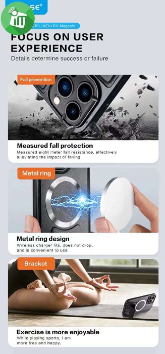 j-Case Lingzhi Magnetic Bracket Series Leather Case iPhone 14 Pro