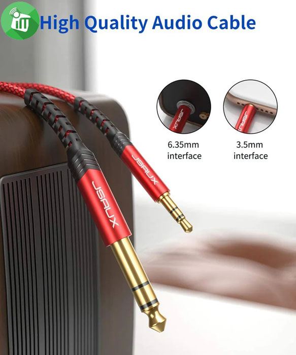 JSAUX 3.5mm to 6.35mm Stereo Audio Nylon Braided Cable (6M)