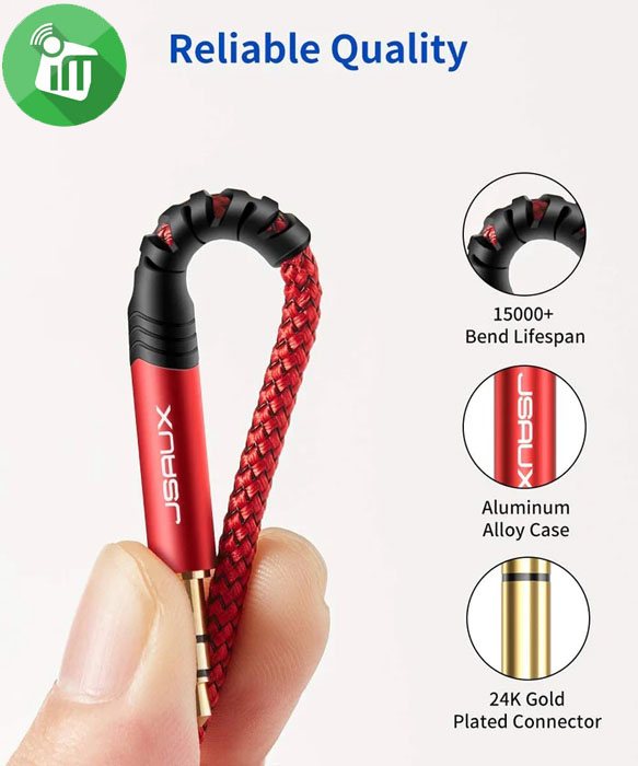 JSAUX 3.5mm to 6.35mm Stereo Audio Nylon Braided Cable (6M)