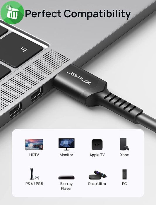 JSAUX 8K ULTRA HD HDMI to HDMI 2.1 Cable (3m)