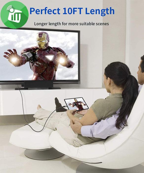 JSAUX USB C Male to HDMI Male 4K 60Hz UHD Nylon Braided Cable (2M)