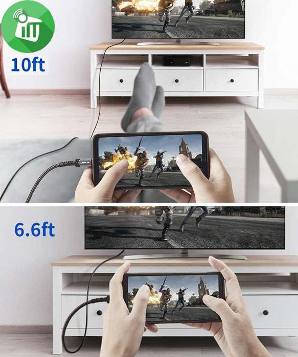 JSAUX USB C Male to HDMI Male 4K 60Hz UHD Nylon Braided Cable (2M)