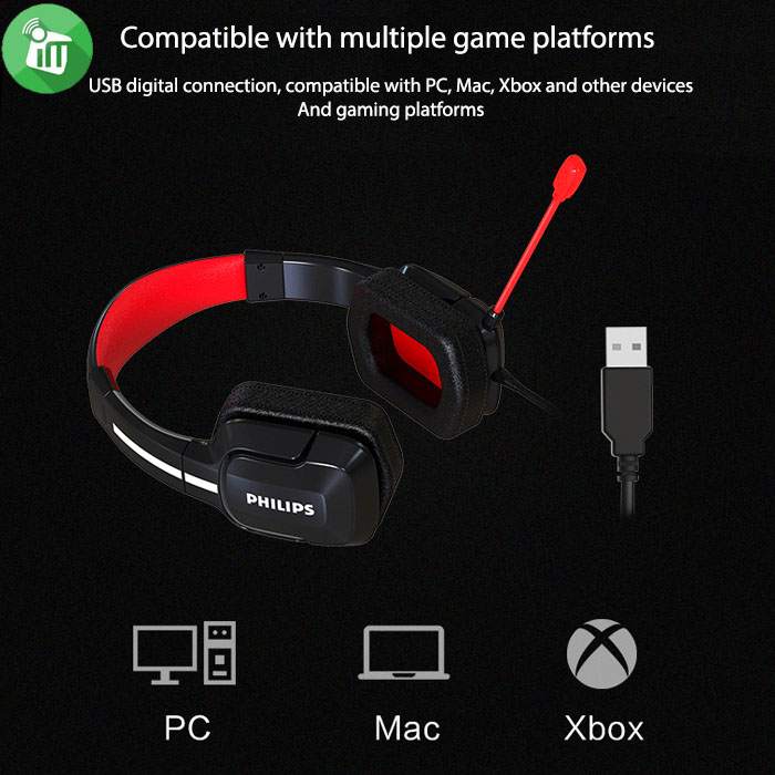 Philips TAGH401BK Wired PC Gaming Headset