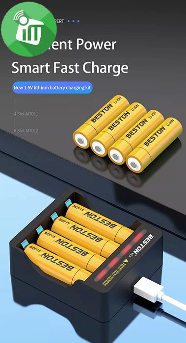 Beston 4PCS AA 1.5V Rechargeable Lithium Battery 3500mAh