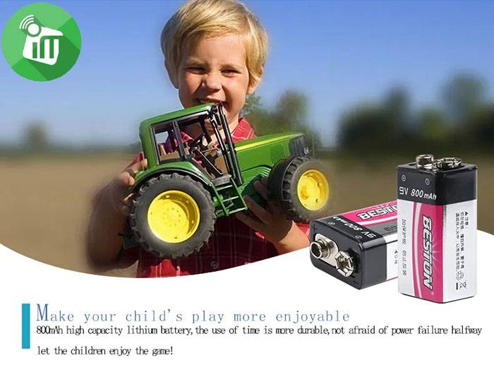 Beston Li-ion 1PCS Size 9V Rechargeable Lithium Battery 800mAh