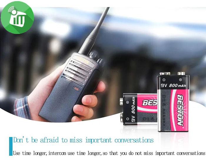 Beston Li-ion 1PCS Size 9V Rechargeable Lithium Battery 800mAh