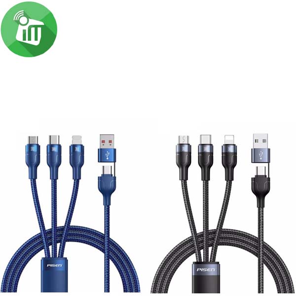 Pisen AP05 Aluminum Alloy Braided 3 in 2 Fast Charging Data Cable (1.2m)