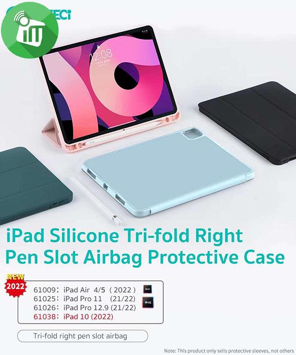 COTEetCI Tri-Fold Pen Slot Liquid Silicone Case iPad 10.9 10th (2022)