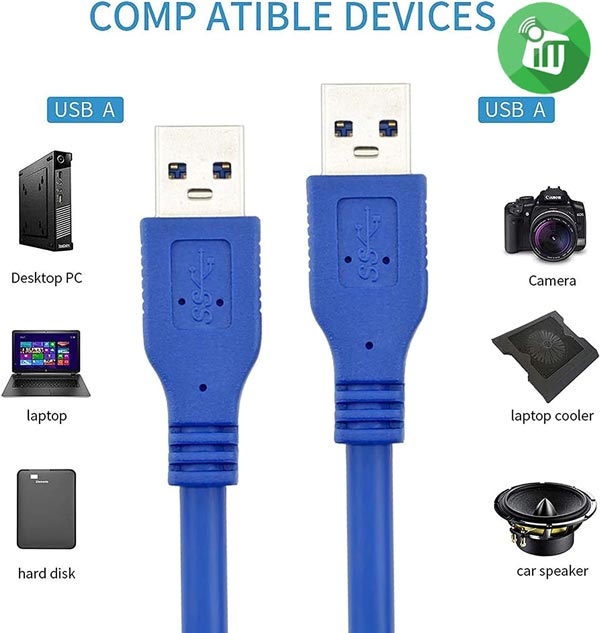 iPower USB 3.0 Male to USB 3.0 Male Cable (0.3m)