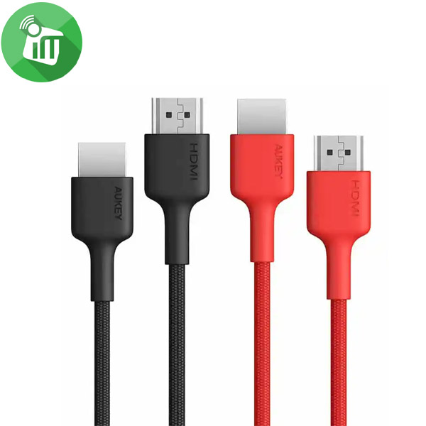 Aukey CB-H01 Nylon Braided 4K/60Hz HDMI Cable (2-Pack) (2M/6.6ft)