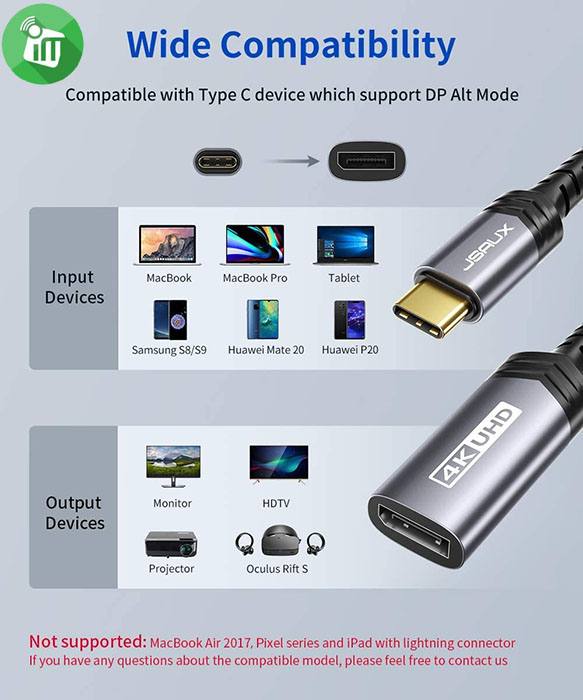 JSAUX 4K@60Hz USB-C To DisplayPort Adpater