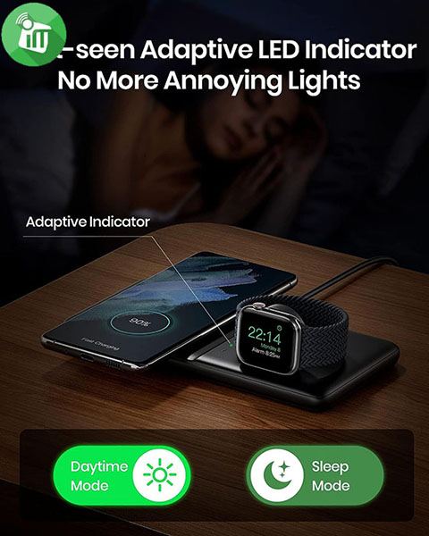 SAFUEL 2 in 1 Wireless Charger Pad (15W)