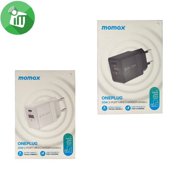 MOMAX One Plug 20W Dual-Port Mini Charging Adapter