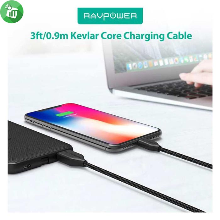 RAVPower RP-CB016 USB-A to Micro Kevlar Braided Cable (0.9m/3ft)