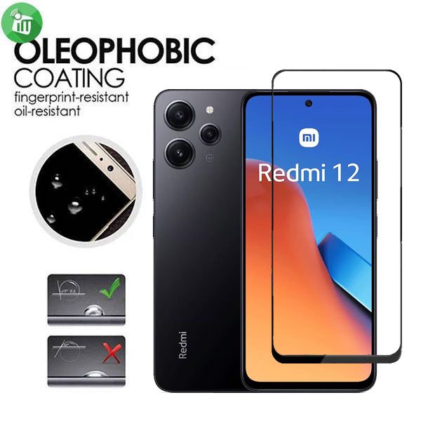 Vmax Screen Protector 2.5D Full Glue Full cover Tempered Glass For Xiaomi Redmi 12 4G/5G