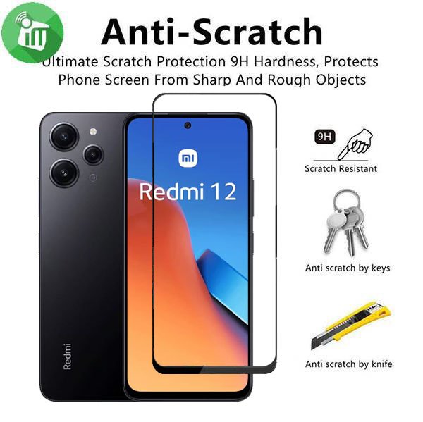 Vmax Screen Protector 2.5D Full Glue Full cover Tempered Glass For Xiaomi Redmi 12 4G/5G