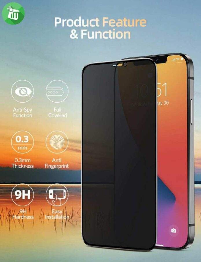 Vmax Screen Protector Privacy 2.5D Full Glue Full cover Tempered Glass For iPhone 12 Pro Max