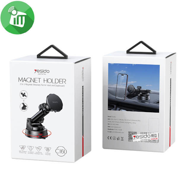Yesido C160 2in1 Suction Cup/Air Vent Magnetic Car Holder