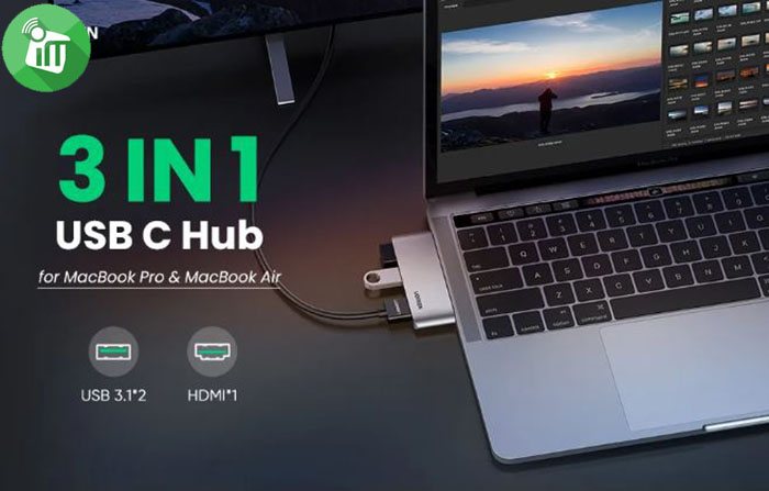 UGREEN 10914 USB-C Hub Macbook Adapter 3-IN-2