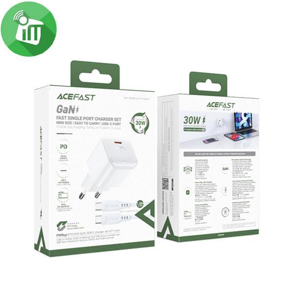 ACEFAST A77 mini PD 30W USB-C Fast Wall Charger Set With USB-C Cable (60W)