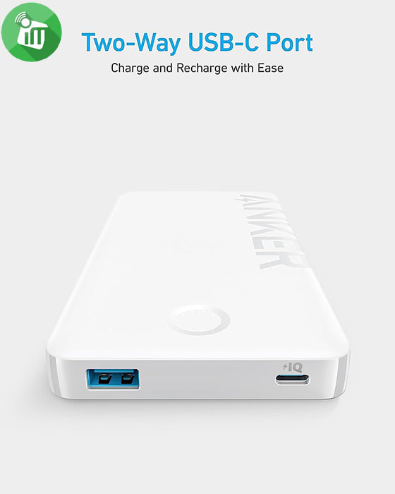 Anker 323 PowerCore PIQ 12W USB-C 10000mAh Power Bank (A1334)