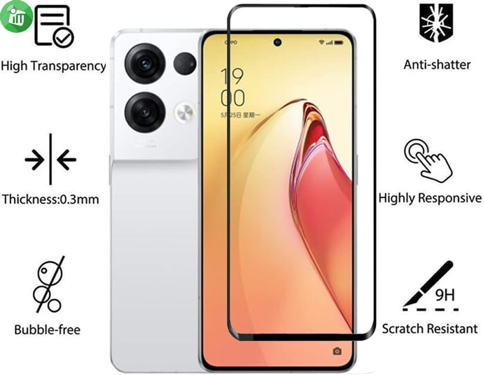 iScreen Glass 5D Full Glue Screen Protector Oppo Reno8 Pro 5G
