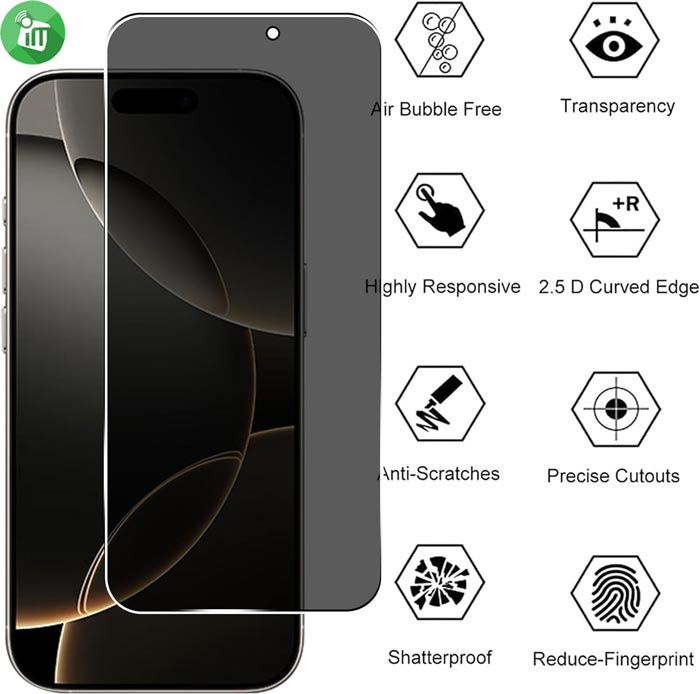 Vmax Privacy 2.5D Full Glue Full cover Screen Glass iPhone 16Vmax Privacy 2.5D Full Glue Full cover Screen Glass iPhone 16