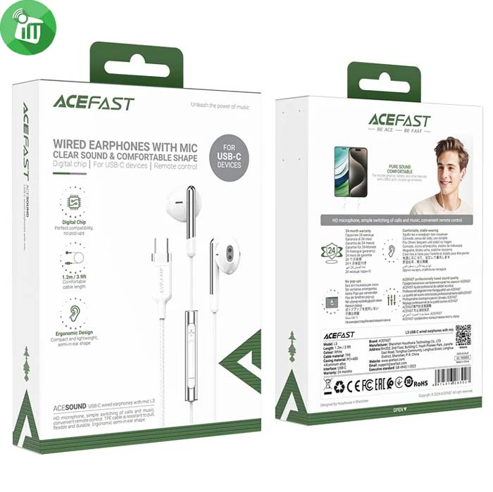 ACEFAST L3 Half-in-Ear Wired Stereo USB-C Earphone