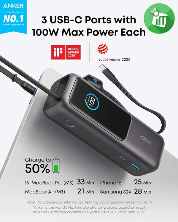 Anker A1695 Zolo Power Bank 25000mAh 165W
